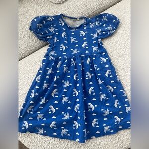 Mini Boden Blue Dress with Bird and Cloud Pattern